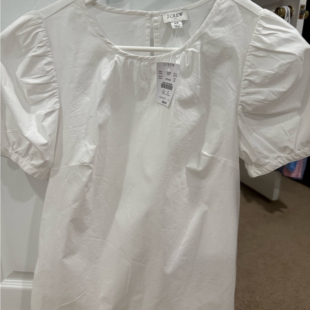J. Crew Factory Women's White Puff Sleeve Blouse